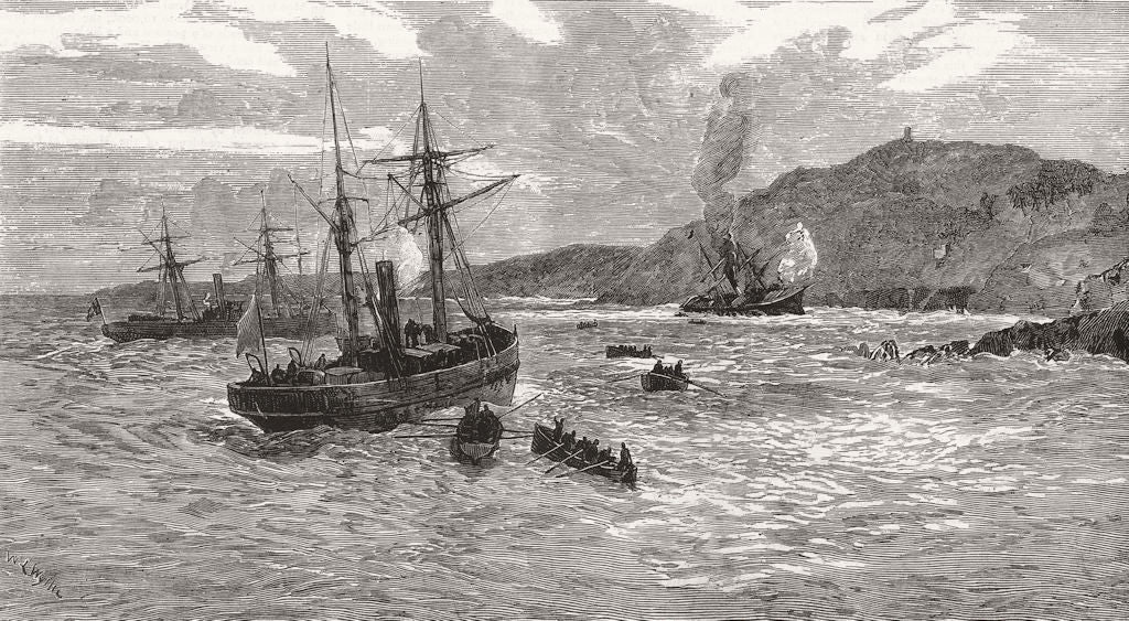 ITALY. Wreck of & ship Travancore in Castro Bight Otranto 1880 old print